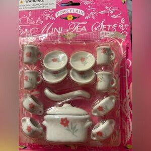 Porcelain Mini Tea Set with Floral Accents